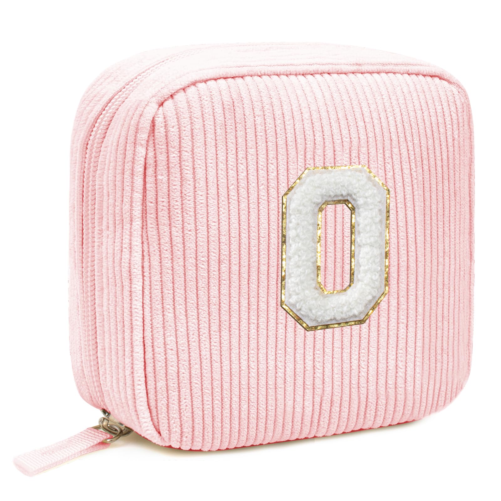 LETGO Birthday Gifts for Women Small Personalized Initial Monogram Makeup Bag,Preppy Corduroy Makeup Bags Travel Toiletry Bag Cute Pouch Purse for Her