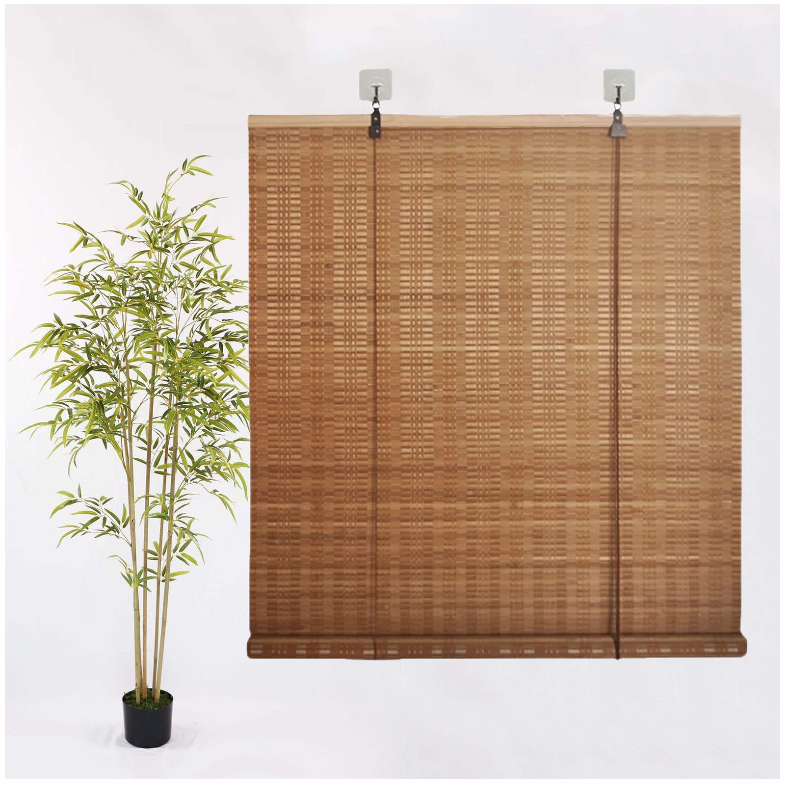 Sonakia Wxh Bamboo Venetian Blinds-Natural Bamboo Shades-Blackout Window Blinds-Roman Roll Up Shades, 50-150Cm/20-59In Wide Bamboo Roller Blinds,-120X120cm/47X47in