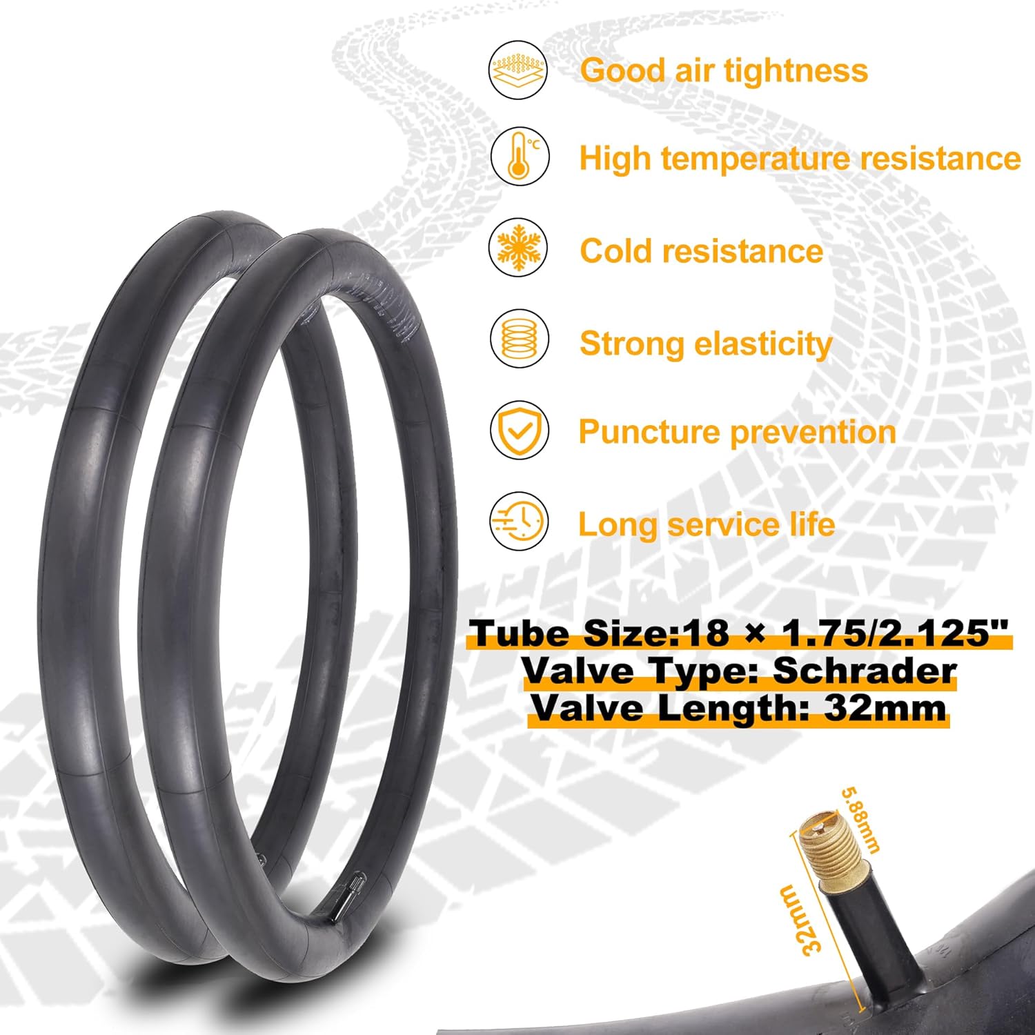 18 X 2.125 Bike Tire and Tube, 18 Inch Kids Folding Bicycle Tire with 2 Levers Compatible with BMX Bike Road Bike Bicycle Folding Bike 2 Sets