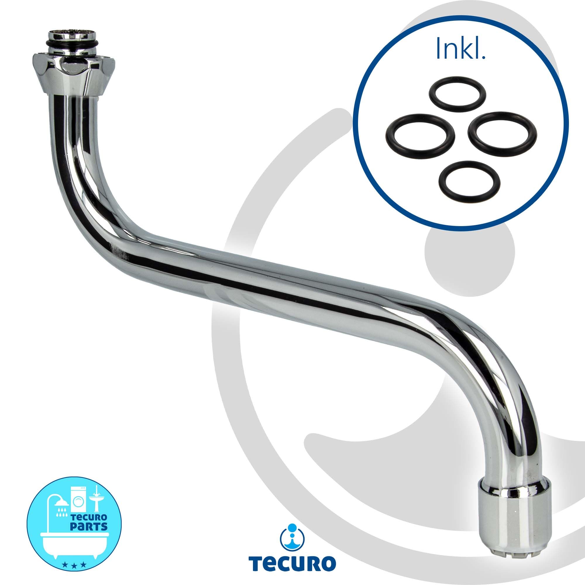 Tecuro Bec en S pour robinetterie murale basse pression en acier inoxydable chromé – Raccord 3/4" Longueur 250 mm