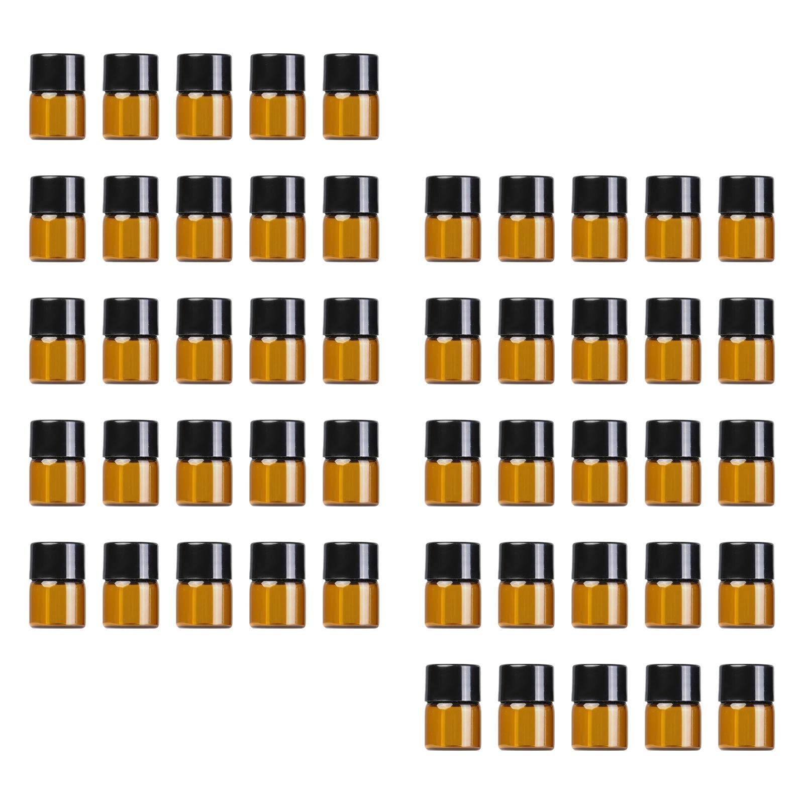 Juego de 50 botellas de cristal recargables duraderas para muestras de fragancias de 1 ml