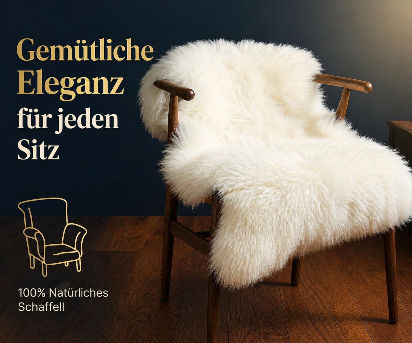 Woolous Schaffell Echt 90x60 cm – Weiches Lammfell Teppich Weiß, Flauschiger Bettvorleger aus Natürliche Neuseeländischer Sofa, Stuhl & Schlafzimmer Deko