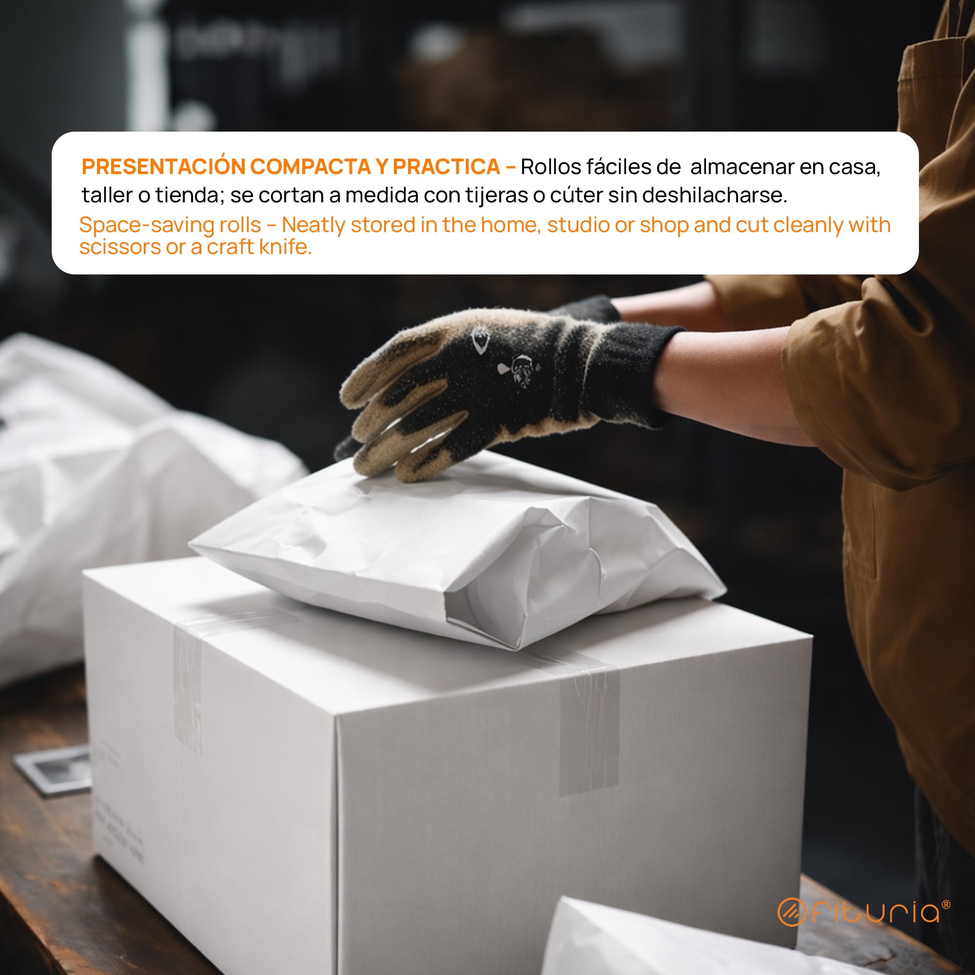 OFITURIA Papel Kraft Bianco - Rollo 1x3m - 6 Rotoli - Carta da pacchi e carta da regalo, carta da imballaggio per spedizioni e fai-da-te, resistente e facile da tagliare