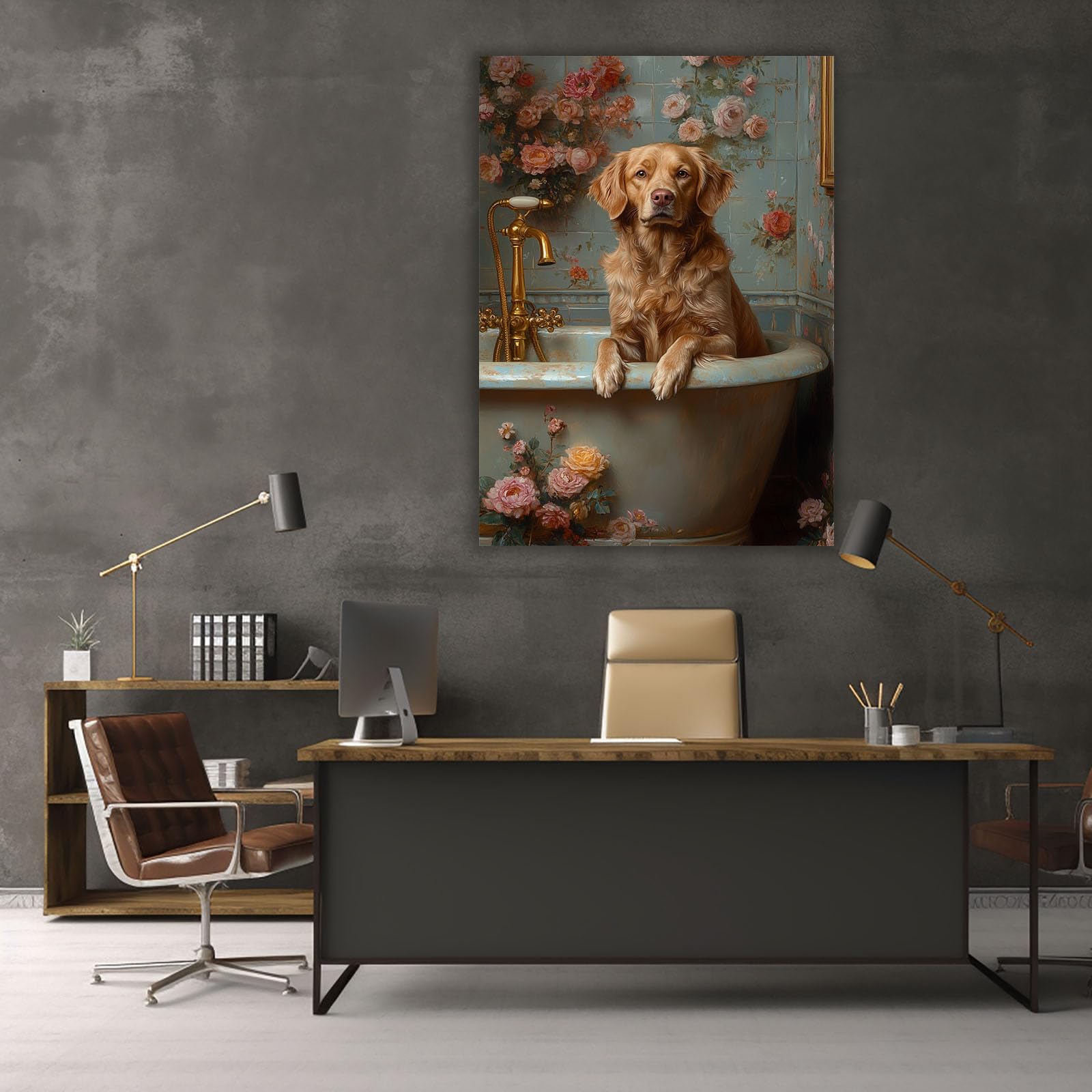 AMXBZC Affiche décorative chambre d'enfant Baignoire Animaux mignons Moderne animaux de safari en afrique - Poster Images Murales - Décoration chambre de bébé(Rose)-50x70cm Encadrée