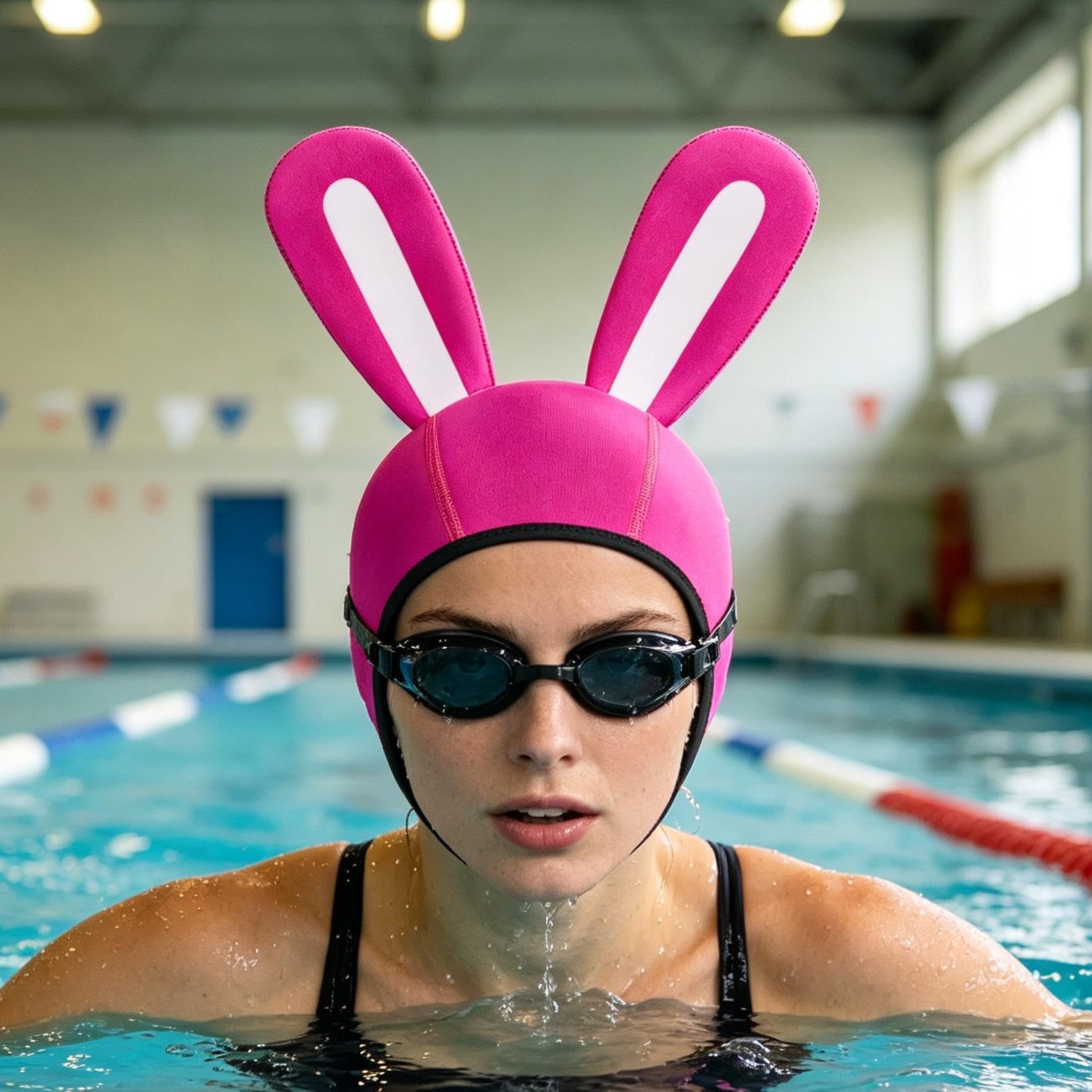 Generisch Bonnet de plongée en néoprène - Avec oreilles de lapin - Pour canoë-kayak, sports nautiques, surf, voile, natation, kayak et tuba