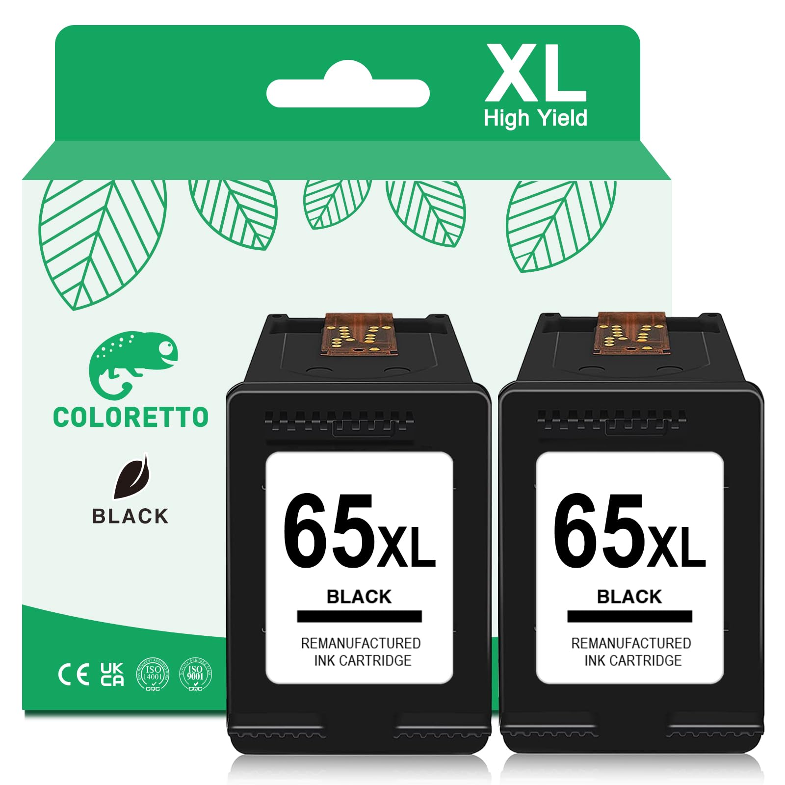 COLORETTO 65XL Ink for HP 65 Black Ink Cartridge 65XL Black Ink Cartridge for HP Printers Envy 5055 5052 5058 Deskjet 2652 3755 3772 3700 2600 3752