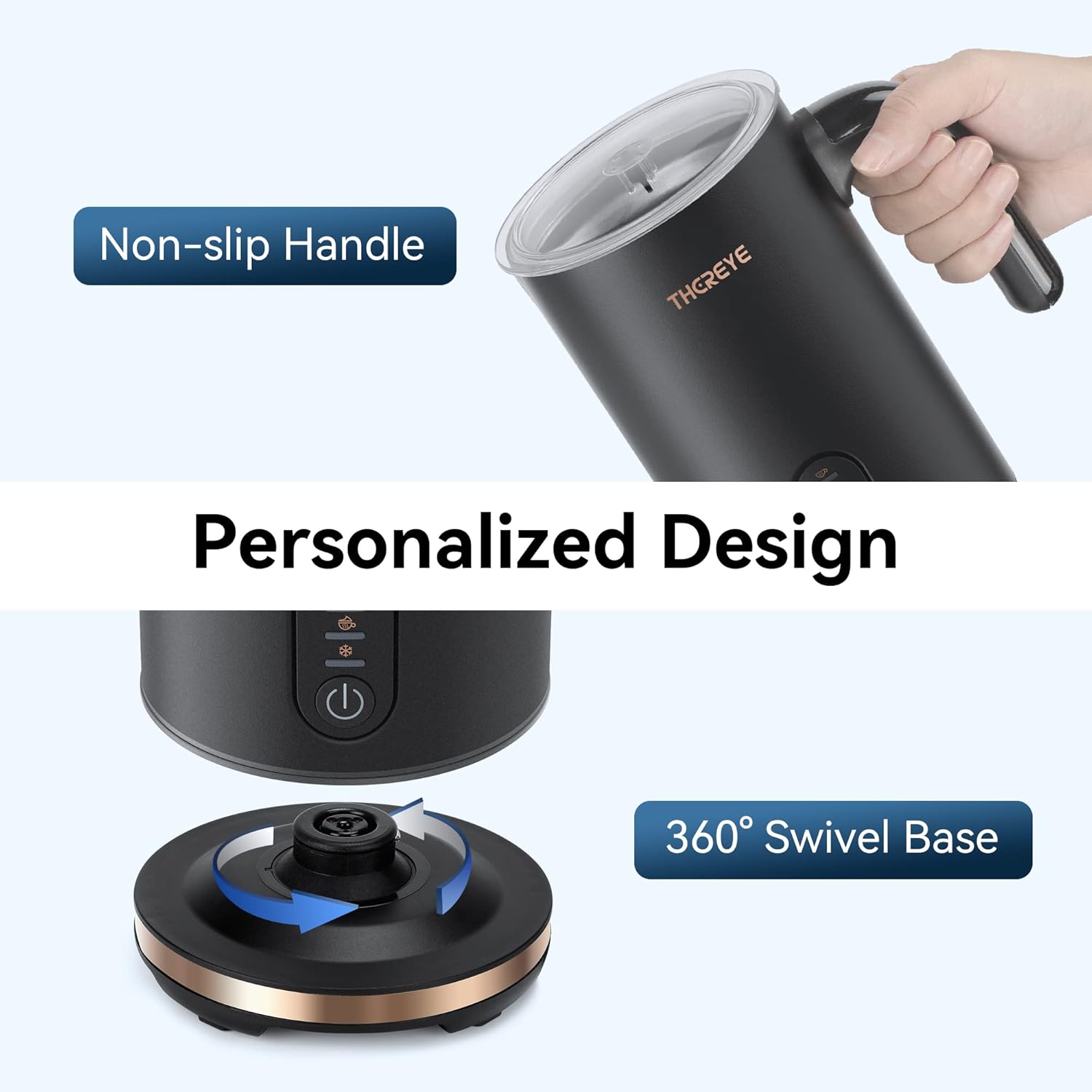 Thereye Milk Frother, 4-in-1 Electric Milk Steamer, 10.1oz/300ml Automatic Hot/Cold Foam Maker and Milk Warmer for Latte, Cappuccinos, Macchiato, Hot Chocolate Milk: Home & Kitchen