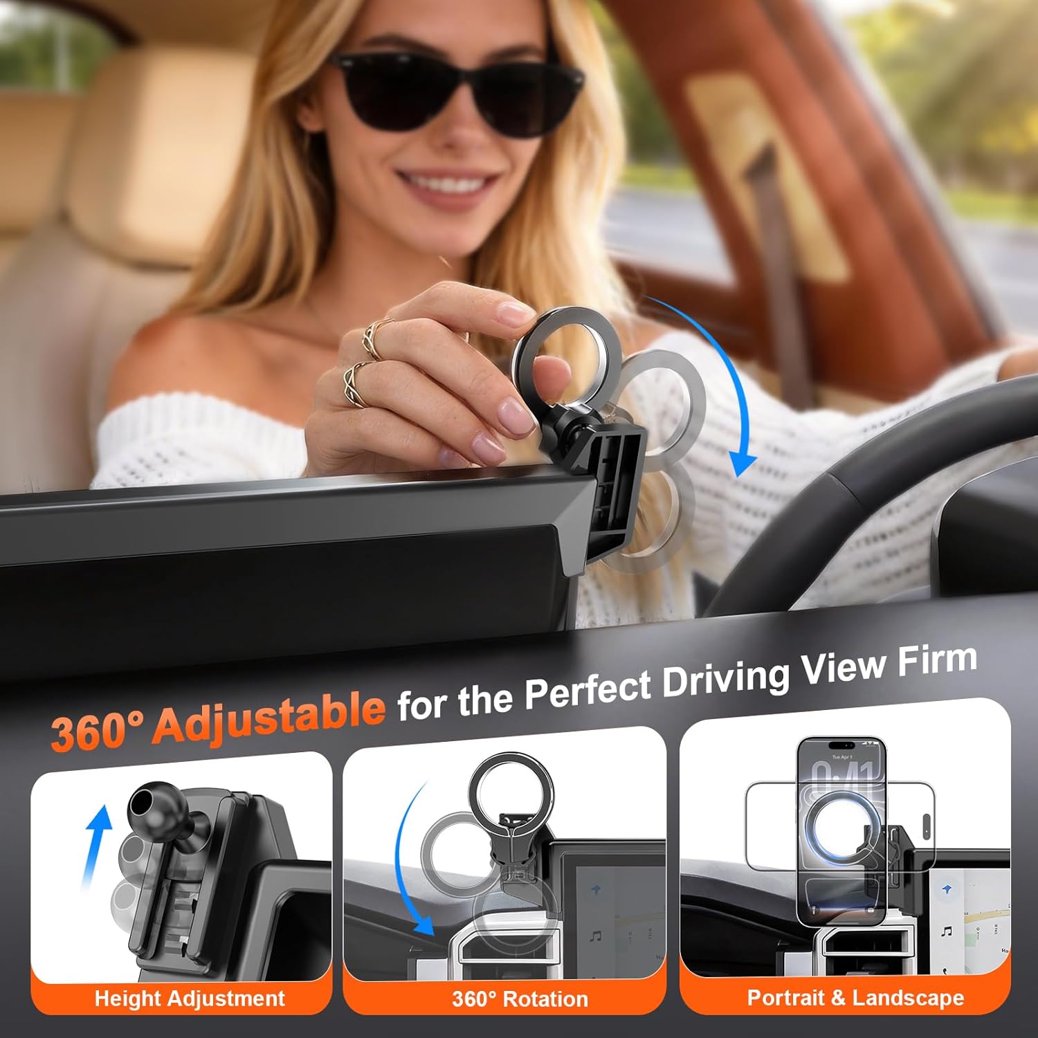 Car Phone Mount for Toyota Tundra 2022 2023 2024 2025 2026 & Sequoia 2023-2026: Magnetic Cell Phone Holder for 3rd Gen Toyota 14-Inch Screen Accessories - Compatible With MagSafe & iPhone Samsung