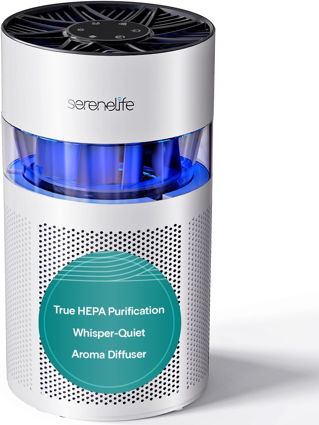SereneLife HEPA Air Purifier for Home – Smart WiFi & App Control, Ultra-Quiet Air Purifier for Bedrooms & Large Rooms, Removes Dust, Pet Hair & Odors, Ideal for Pets & Allergies (1,076 Sq Ft, Black)