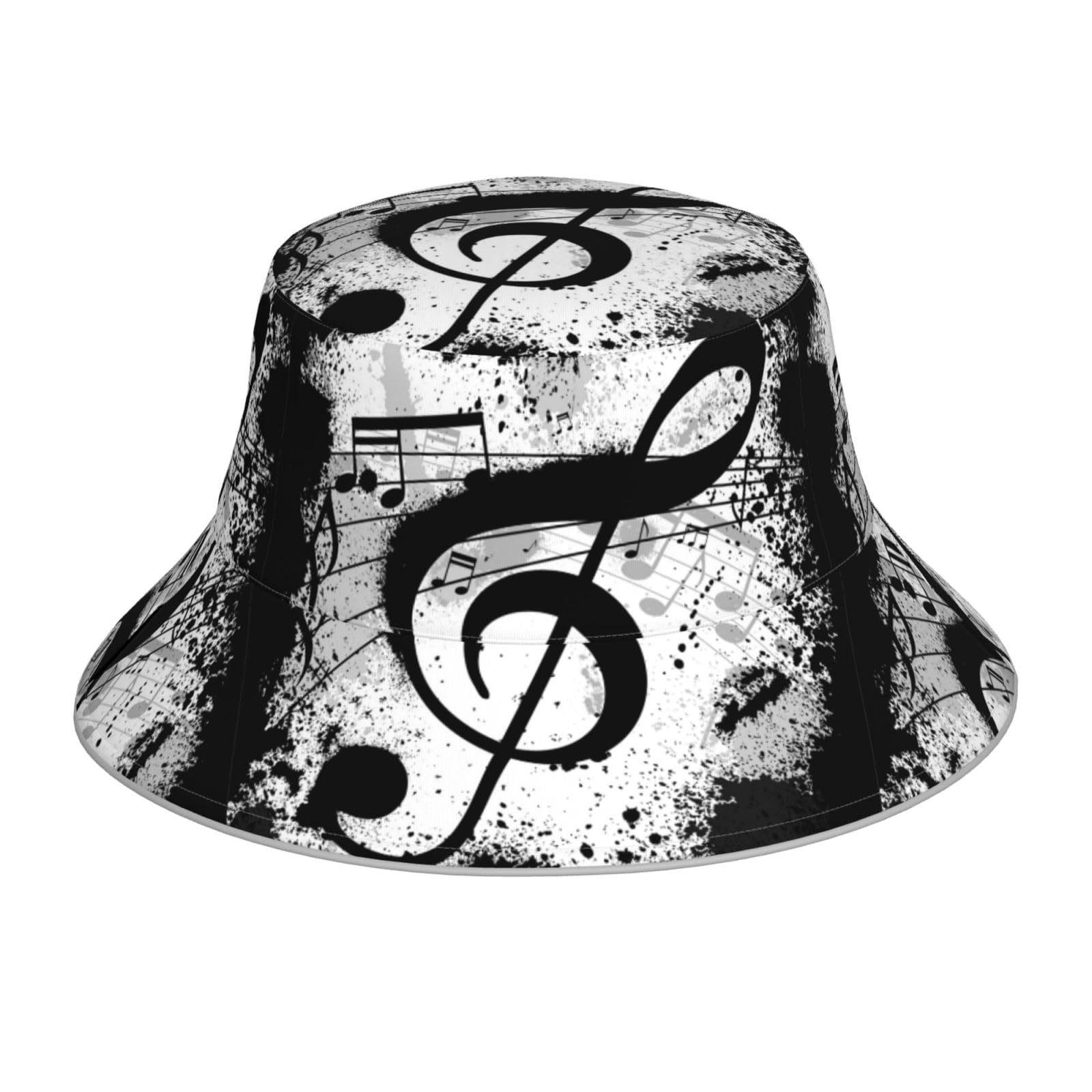 Poadnly Unisex As Picture Music Note, Adult Bucket Hat Sun Hat Night Reflective Running Cap Fisherman Hats