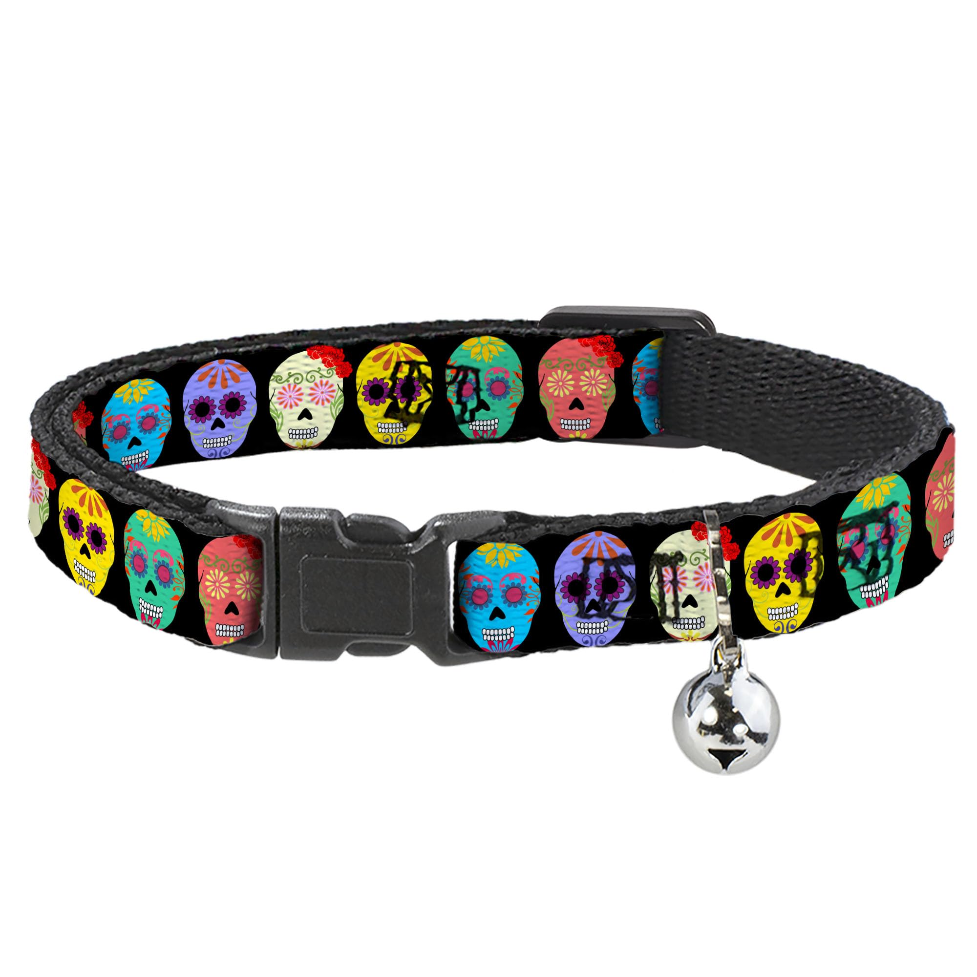 Collar para gato calaveras Buckle-Down ajustable con cierre breakaway de seguridad
