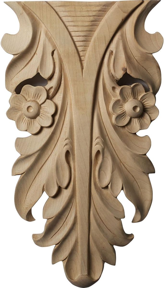 Ekena Millwork ONL05X09X01DRAL Medium Dover Drop Wood Onlays, 5 1/8" W x 9" H x 1" D, Alder