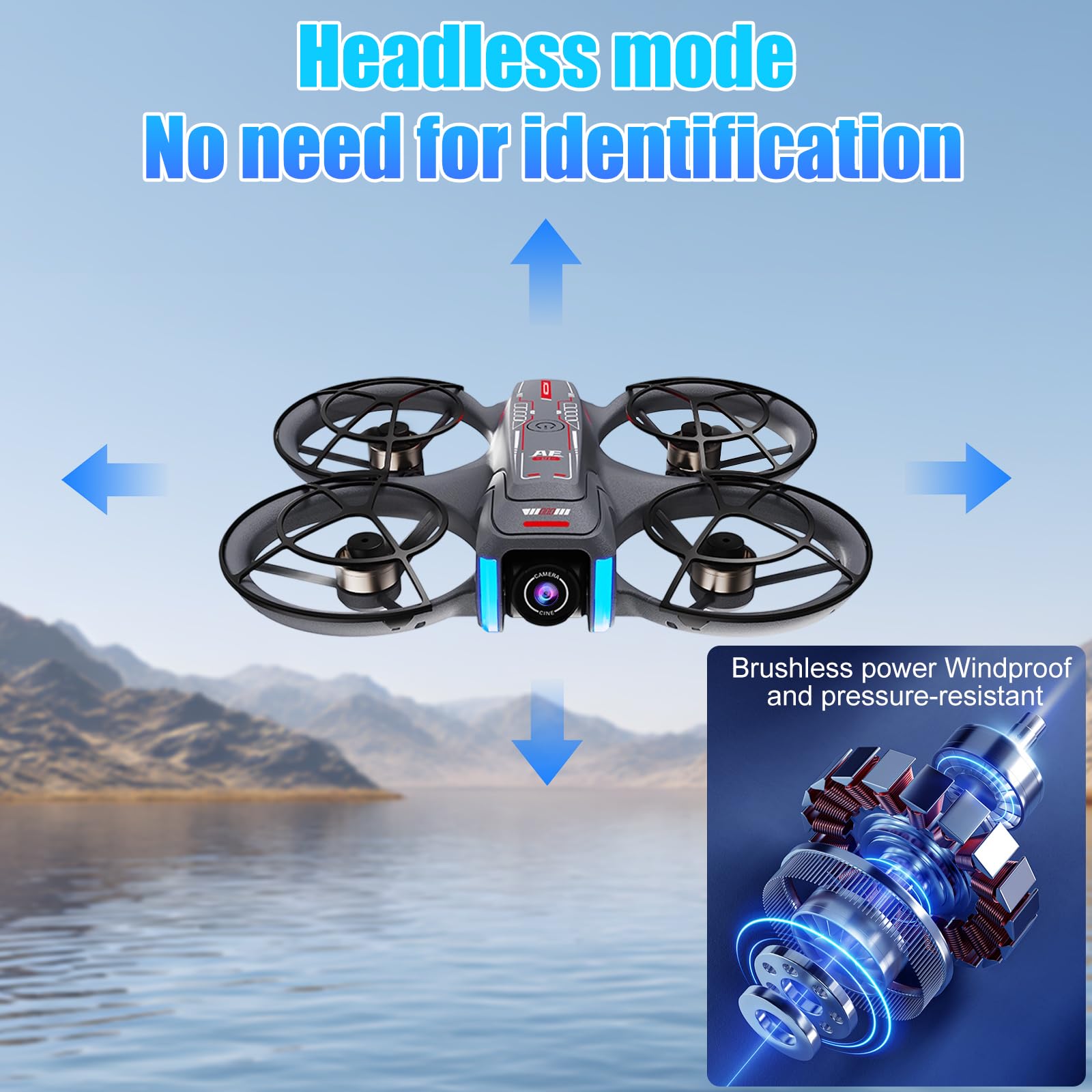 OBEST Drone con Fotocamera, Telecomando schermo da 4,5", Evitamento Ostacol, Fotocamera Regolabile a 90°, con Scheda TF, 2 Batterie, adatto per Adulti e Principianti