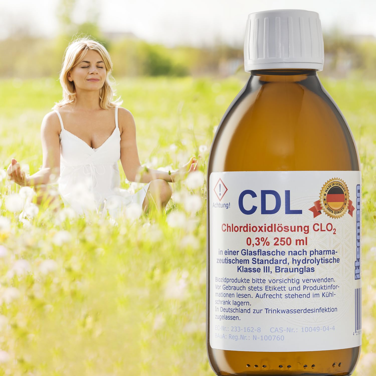 Ittermann CDL/CDs Chlordioxidlösung 0,3% 250ml für Wasserdesinfektion - Chlordioxid Tropfen mit Pipette für Wasseraufbereitung, CDs/CDL Lösung für Trinkwasseraufbereitung, Wasser Desinfektion Gelb