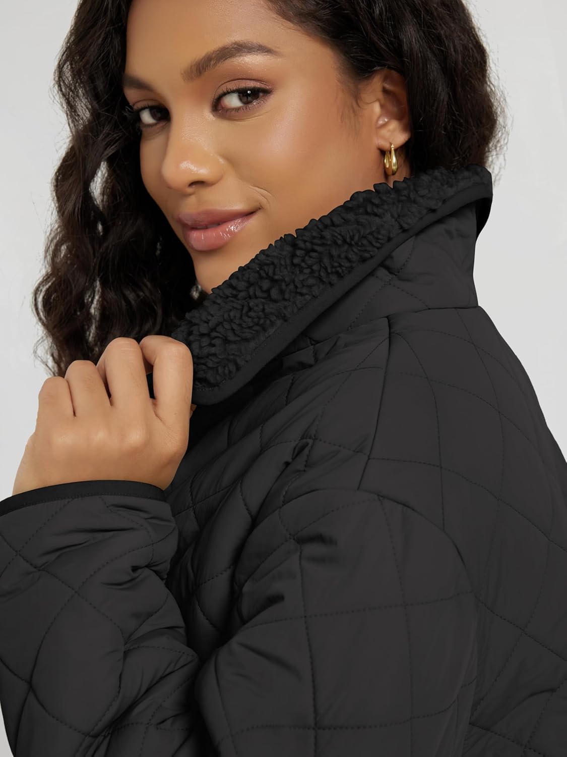 ODODOS Women's Sherpa Lined Insulated Jacket Snap Front Long Sleeve Coat Winter Warm Outerwear with Pockets - Image 4