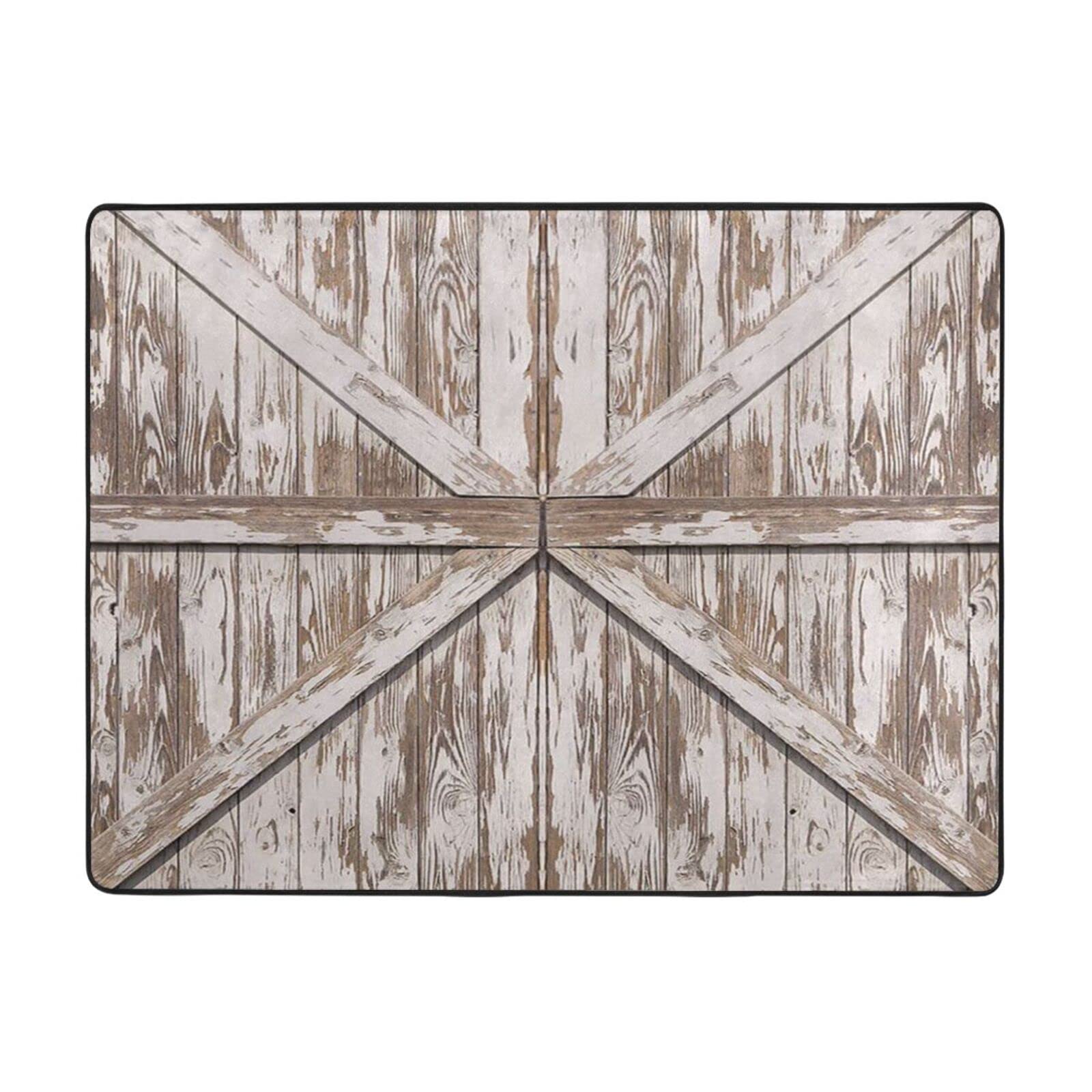 Tapis motif bois pour porte de grange salon et couloir 160x122 cm