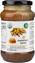 INDIGENOUS HONEY Raw Organic Honey with infused Turmeric NMR Tested NPOP Organic Certified Pure Natural Unprocessed Sugar free Honey added Immunity Booster- 530 g Glass Jar