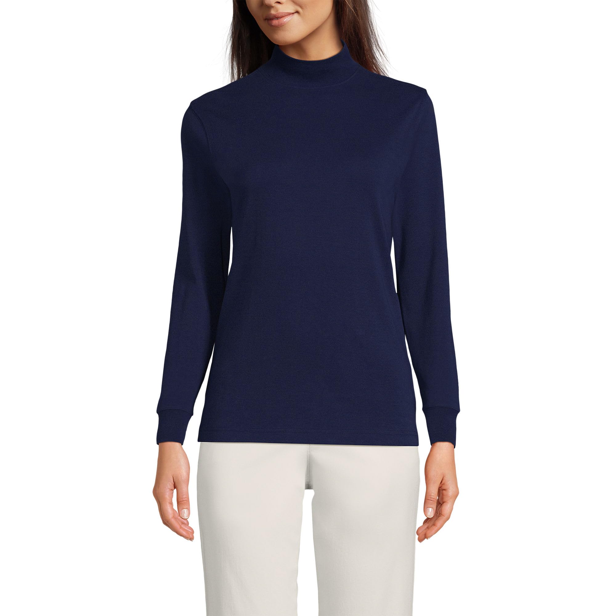 Lands' End Women's Cotton Mock Turtleneck