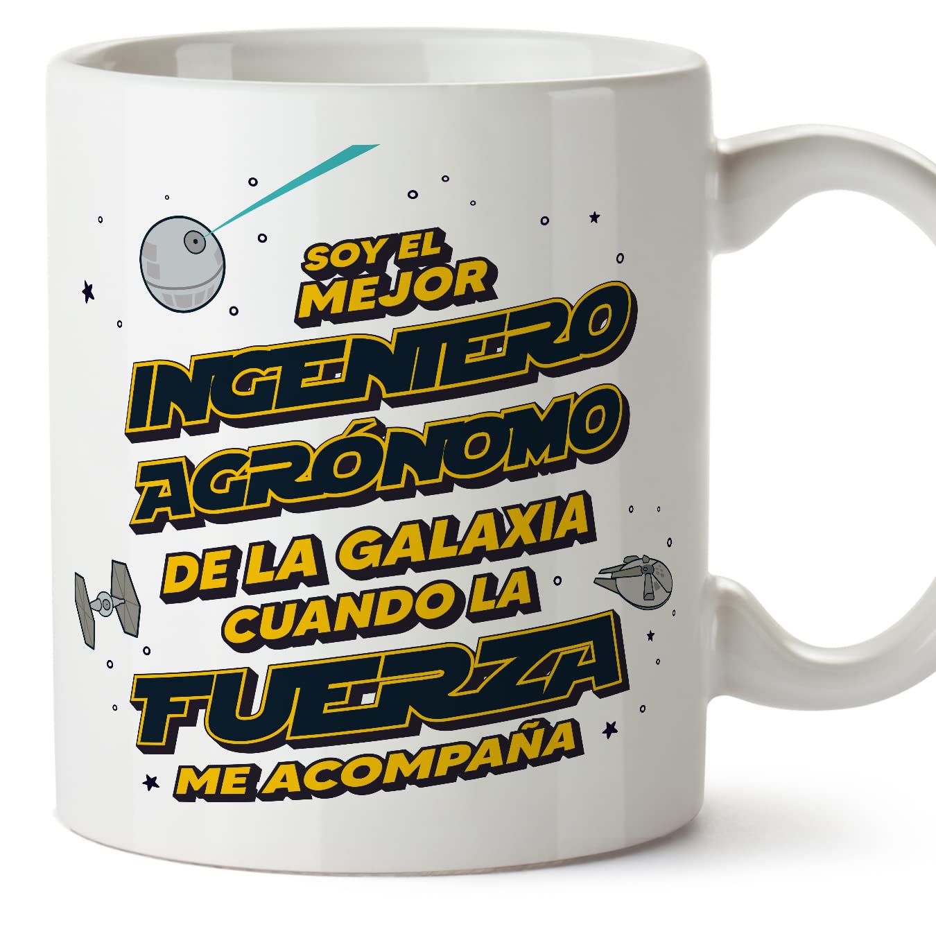 MUGFFINS Tazas para JEFE hombre - En Español - Mejor de la Galaxia Cuando Fuerza me Acompaña - 11 oz / 330 ml - Regalo original y divertido — view 312