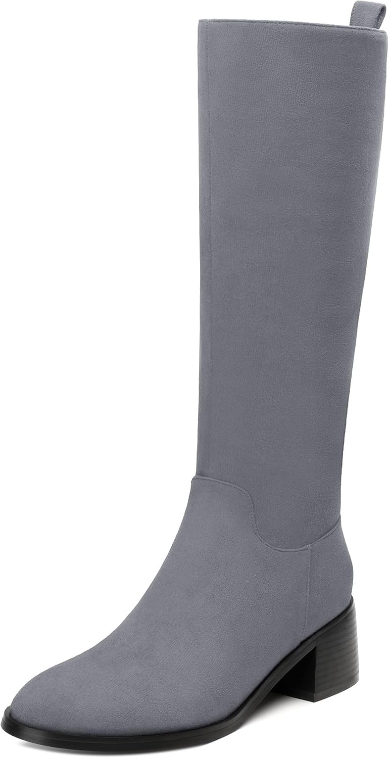 Women's Platform Knee High Boots Round Toe Chunky Heel Boots for Side Zipper Block Heel Womens Heeled Boots,Women Shoes for Workpalce, Street and Banquet.