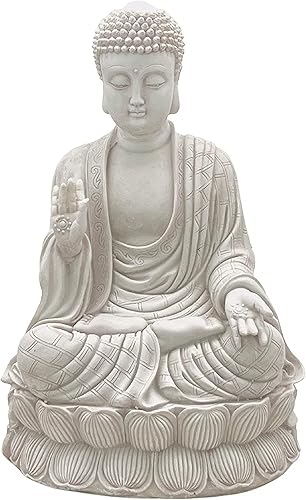 1 hermoso buda de polystone blanco antiguo