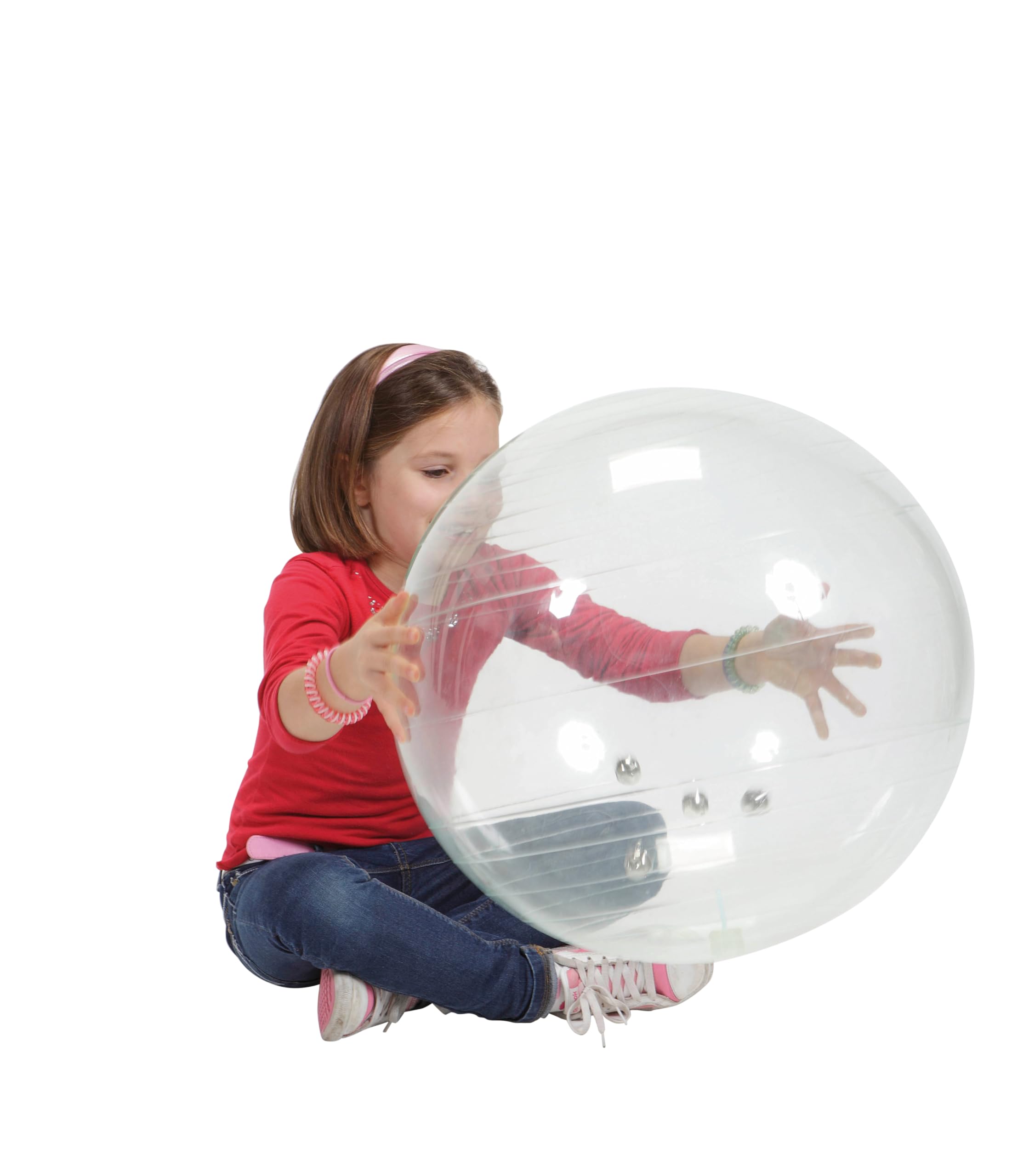 GYMNIC Jinglin’ Ball Palla sonora trasparente Ø 50 cm con campanellini interni, strumento terapeutico e ludico per sviluppare percezione, coordinazione e movimento