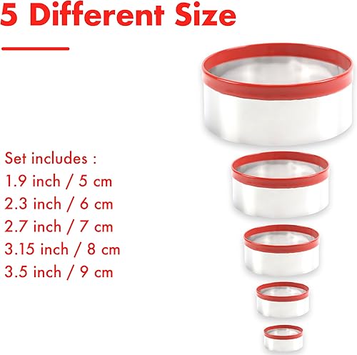 Miniatura 2 de 5 cortadores de galletas circulares redondos de 1.9 pulgadas, 2.3 pulgadas, 2.7 pulgadas, 3.5 pulgadas, 0.016in de grosor, acero inoxidable de grado