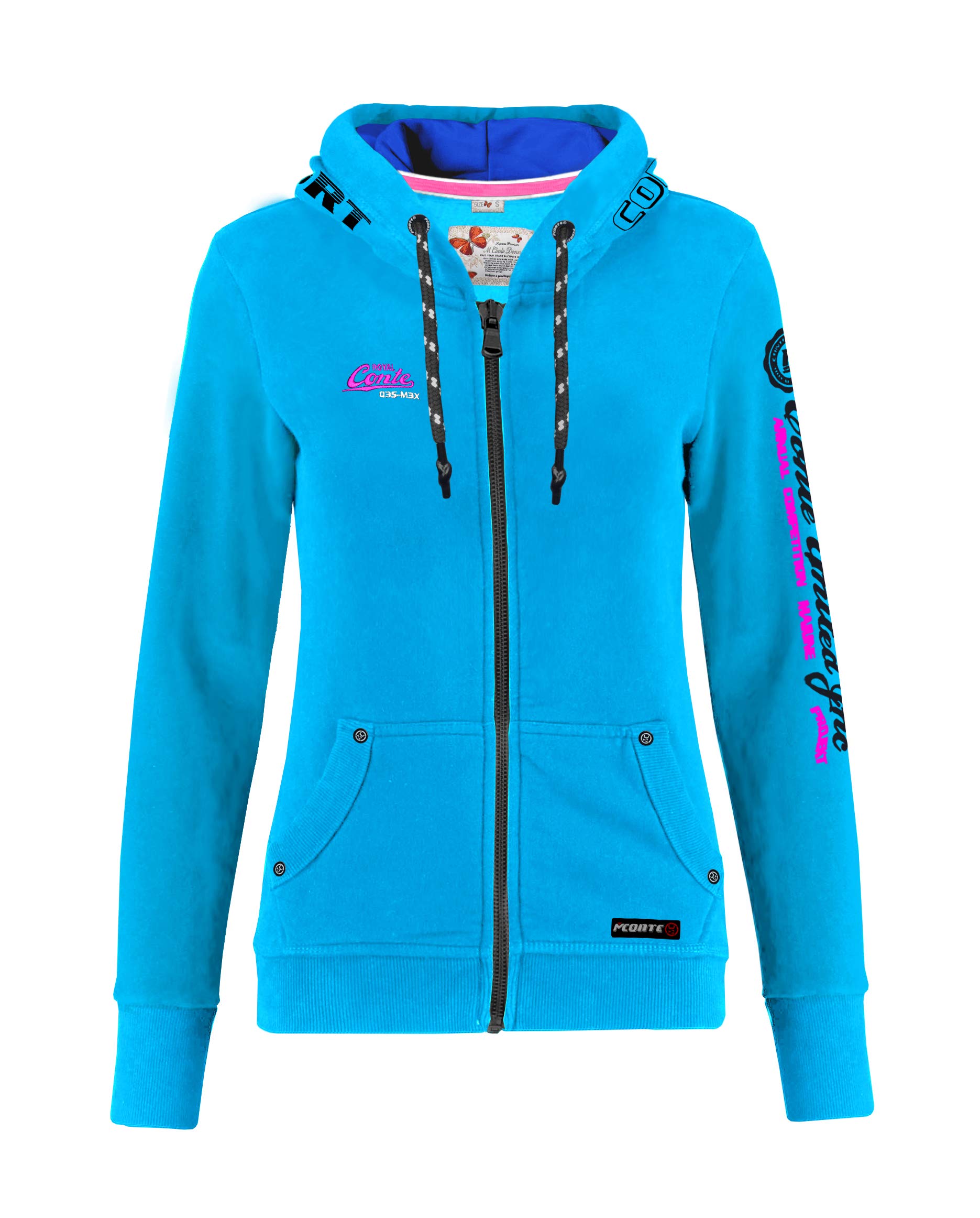 M.Conte Rachel Damen Hoodie Sweater Sweat-Shirt-Jacke S M L XL Weiss Blau Grau Schwarz Pink Mit Kapuze