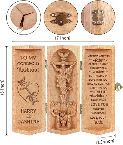 Vista 75 de Jesuspirit - Decoración cristiana, escultura católica de madera, regalos cristianos para hombres, estatua de Jesús, Virgen María, Decoración