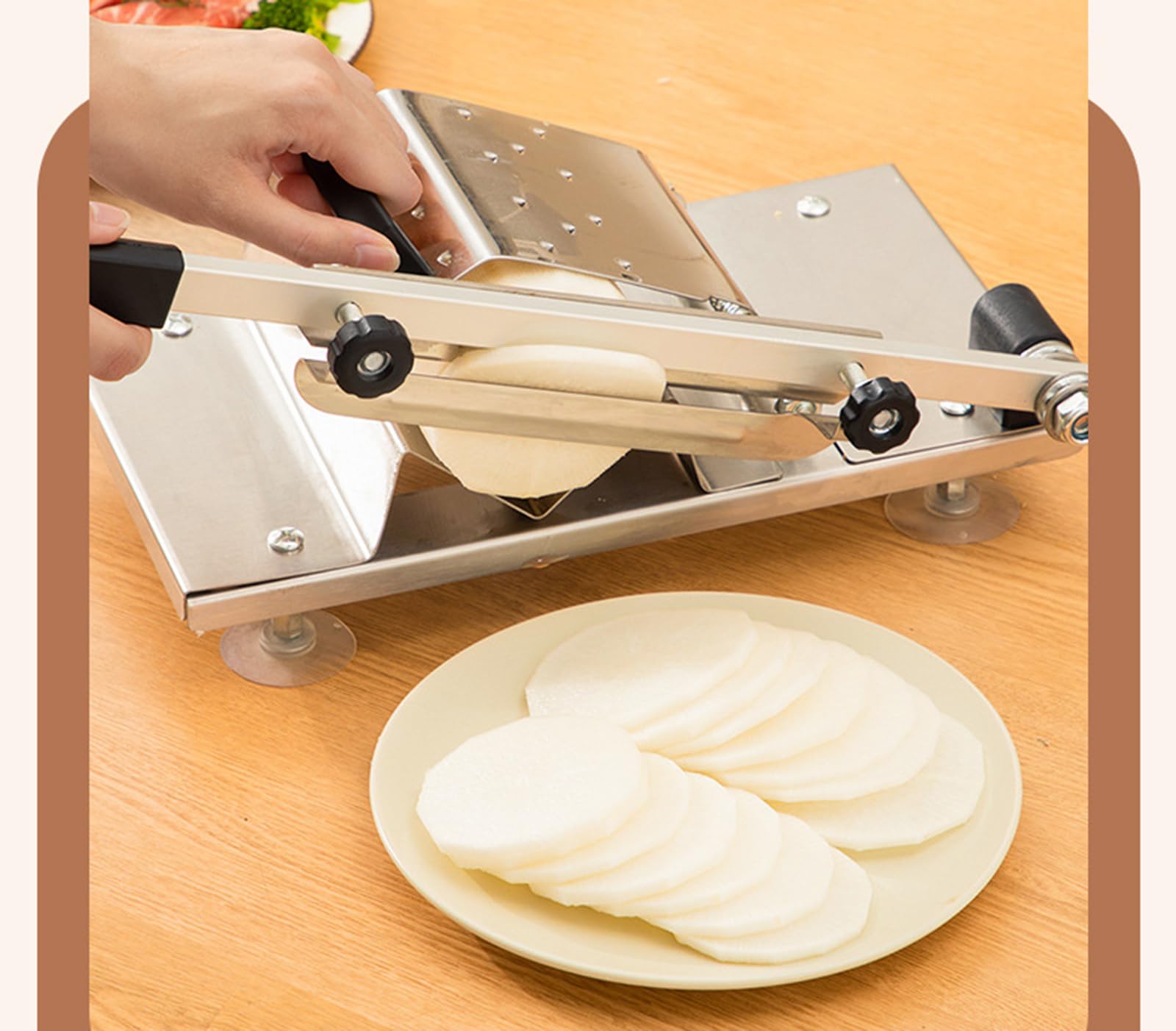 Affettatrice Manuale per Carne congelata Taglierina in Acciaio Inossidabile Macchina per Uso Domestico Cucina Commerciale Rotolo di Carne di Manzo Affettatrici per Amante