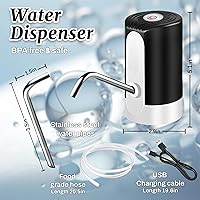 Vista 7 de Bomba de mesa de agua, bomba de agua eléctrica de portabilidad con cable de datos USB, bomba automática de botella de agua potable negra para Negro