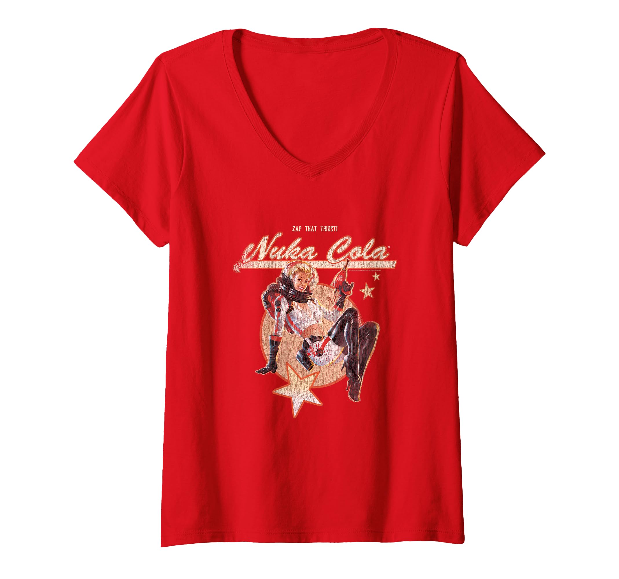 Womens Fallout Video Game Retro Nuka Cola Ad V-Neck T-Shirt