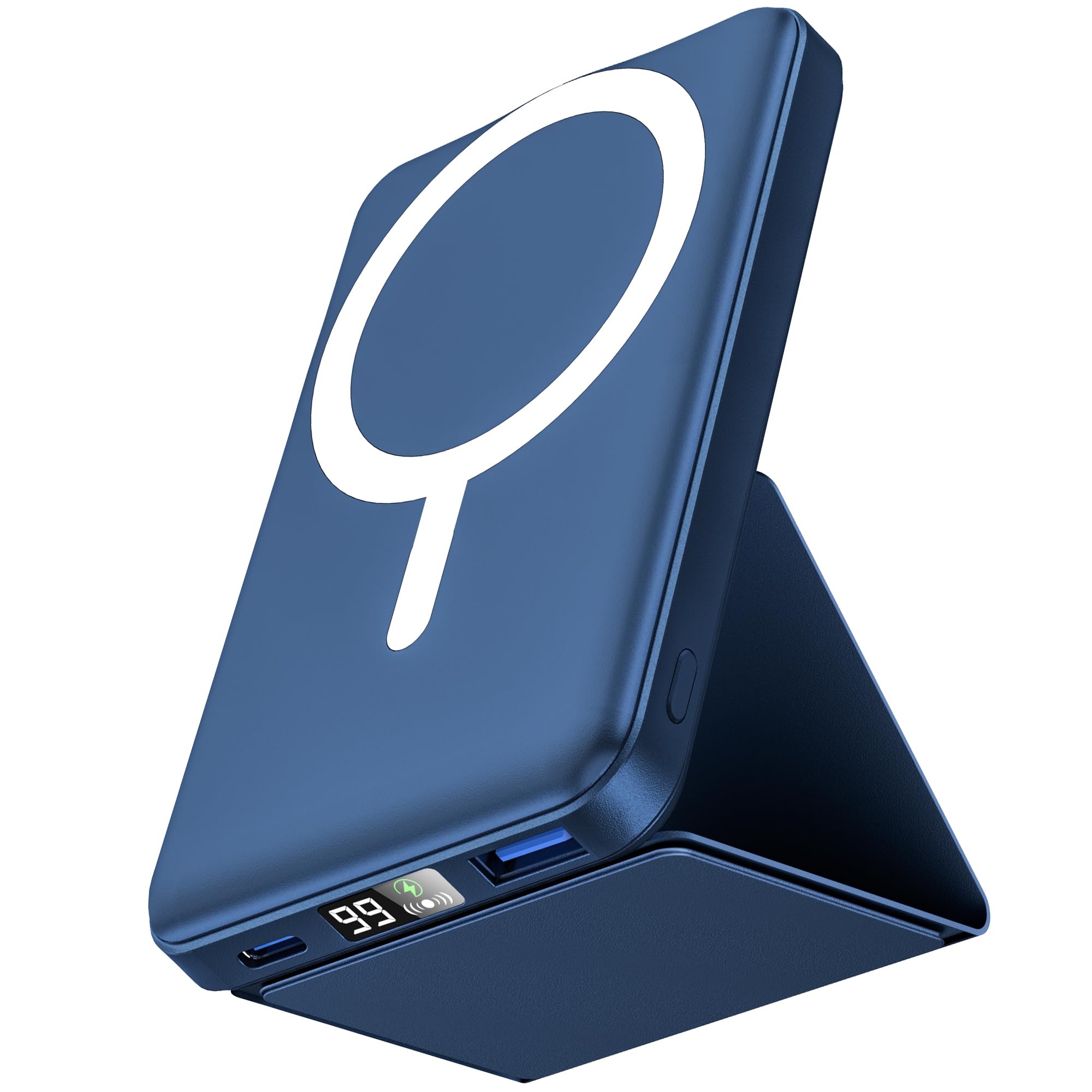 Podoru Powerbank iPhone,for magsafe powerbank 10000mAh,22.5W PD Schnellladen mit LED Display magnetische powerbank Kompatibel für iPhone 12/13/14/15/16 Plus/Mini/Pro/Pro Max-Blau