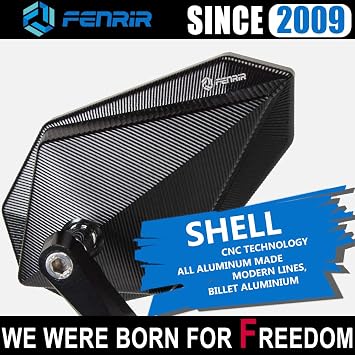 FENRIR CNC Aluminum Alloy Cafe Racer Black Motorcycle Bar End Mirrors Side 22MM 7/8 Inch Handlebar Mirror Universal Rear View For M8/M6 Standard Super Sport Naked Street Bike Cruiser Scooter Minimoto