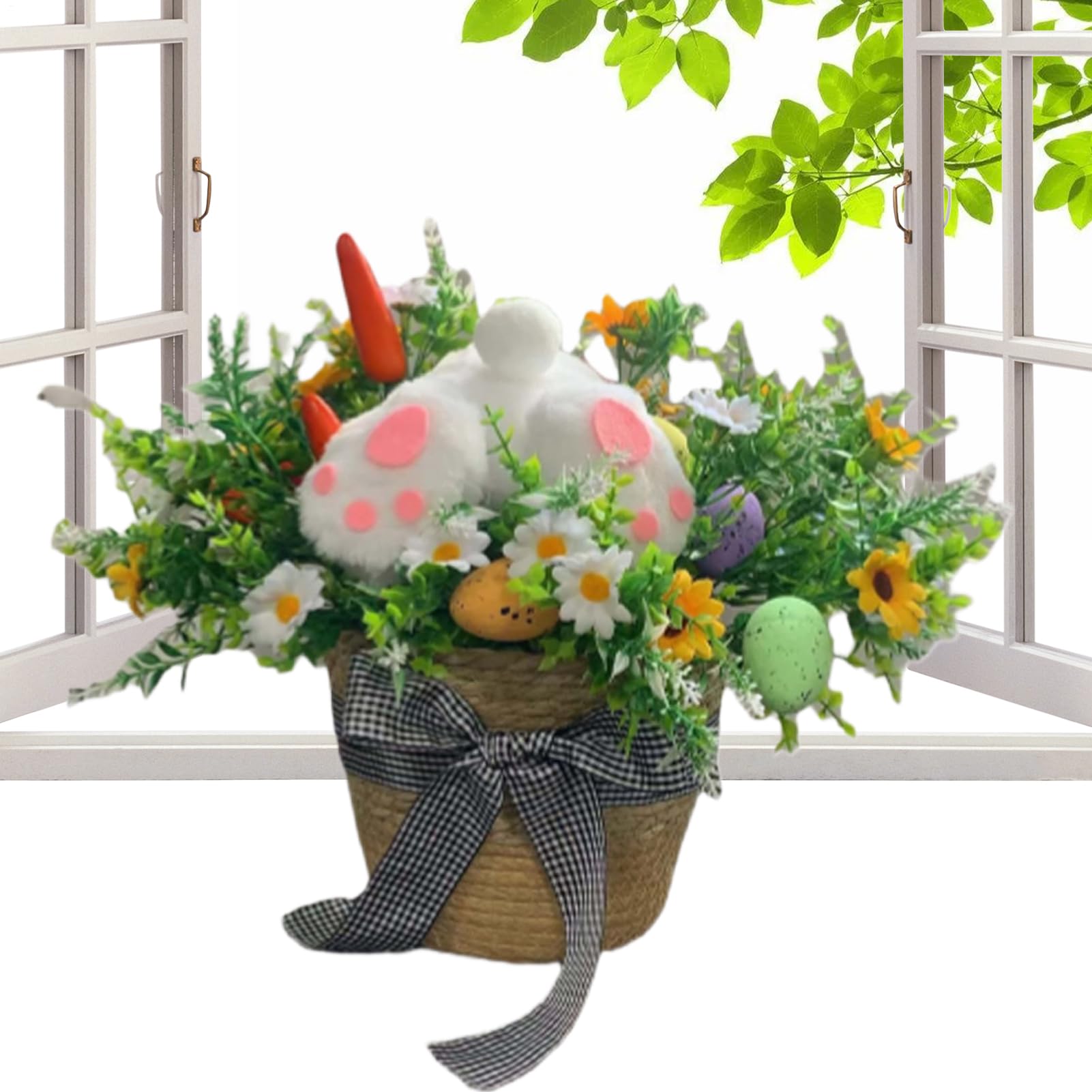 Piante In Vaso Di Pasqua Con Uova E Coniglietto Simpatico Coniglio Peluche