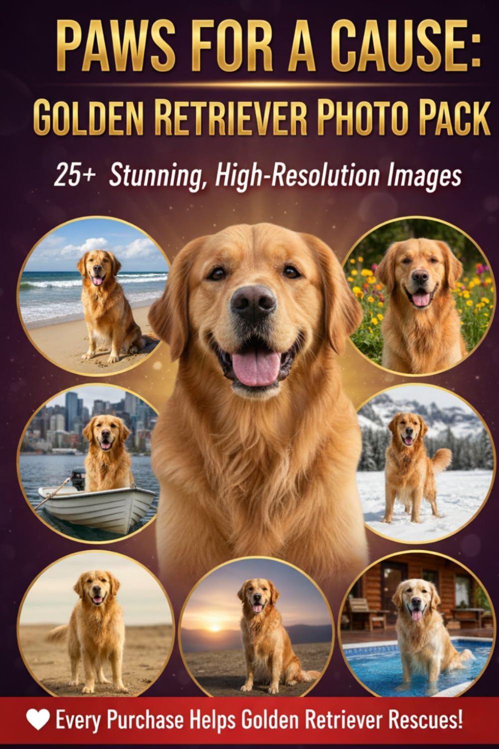 PAWS FOR A CAUSE: GOLDEN RETRIEVER PHOTO PACK: Experience the Unconditional Love of Golden Retrievers — And Save a Life While You’re At It.