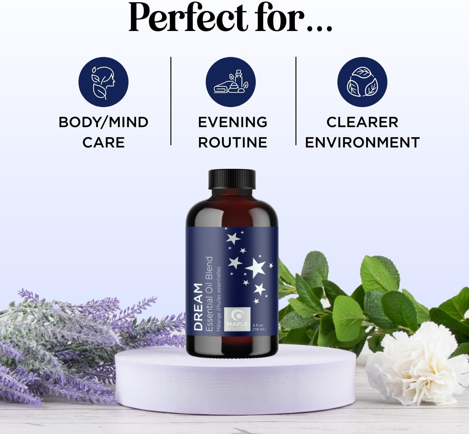 Sleep Essential Oil Blend for Diffuser - Dream Essential Oils for Diffusers Aromatherapy and Relaxation with Clary Sage Ylang-Ylang Roman Chamomile and Lavender for Sleep Time Support (4 Fl Oz)