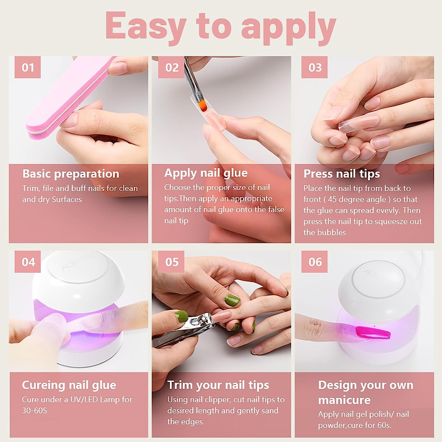 Aokitec UV Light for Nails, Mini UV LED Nail Lamp Portable Quick-Dry 12W Gel Nail Curing Lamp for Gel Polish Resin Glue Gel Extension Gel Manicure Kit for Salon Home DIY Nail Art (White)