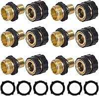 Hourleey 6-Pack 3/4 Inch Garden Hose Quick Connectors - Male & Female Aluminum Fittings with Washers, Easy Connect