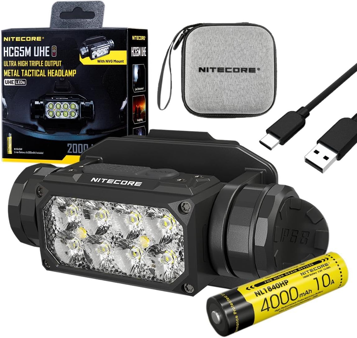 Nitecore HC65M UHE HEADLAMP Ultra High Triple Output Metal Rechargeable Headlamp -2000 Lumens