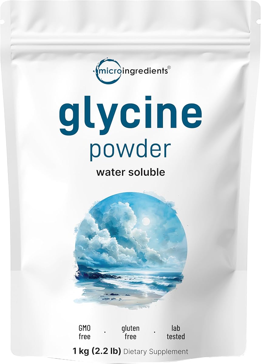 Micro Ingredients Glycine Powder, 1KG (2.2 Pounds), Glycine 1000mg Per Serving, Water Soluble and Products of USA