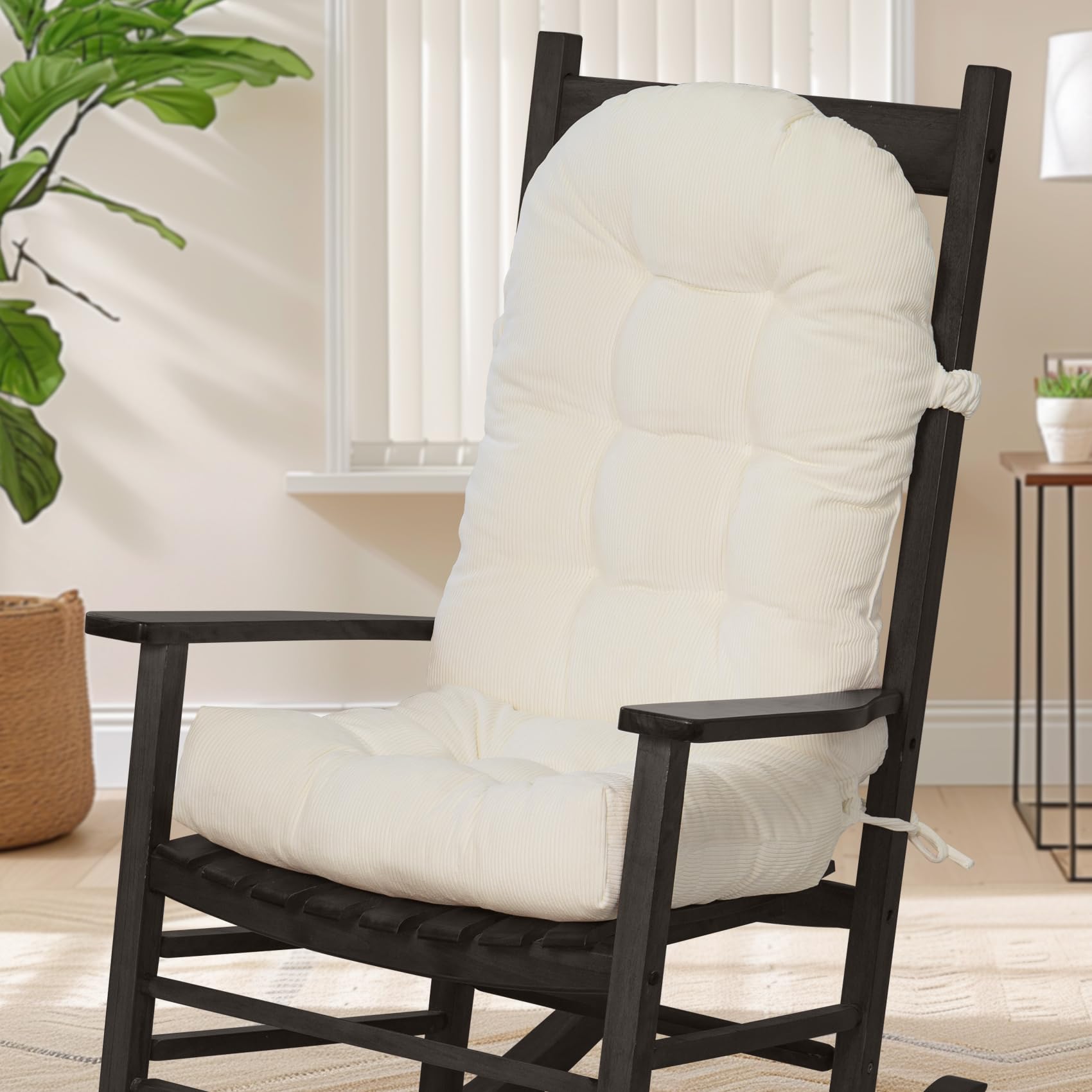 mudilun Adirondack Chair Cushions Non-Slip Indoor Rocking Chair Cushion with Straps Tufted Adirondack Chair Pads for Bedroom Living Room Porch Rocker