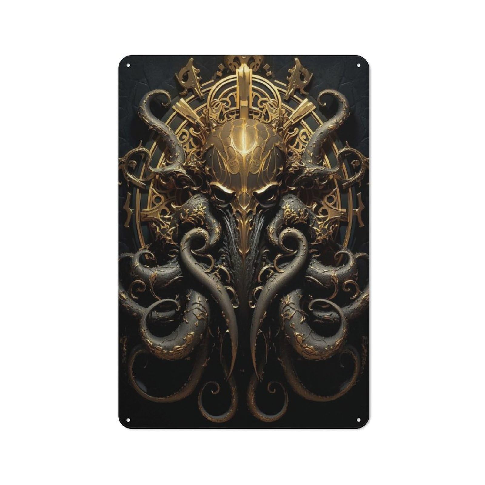 Junmoney Style-22 For Living Room Or Hallway, Skull Throne Of Cthulhu Vintage Metal Sign 30X20cm, For Metal Sign Collectors, For Garage And Workshop Walls