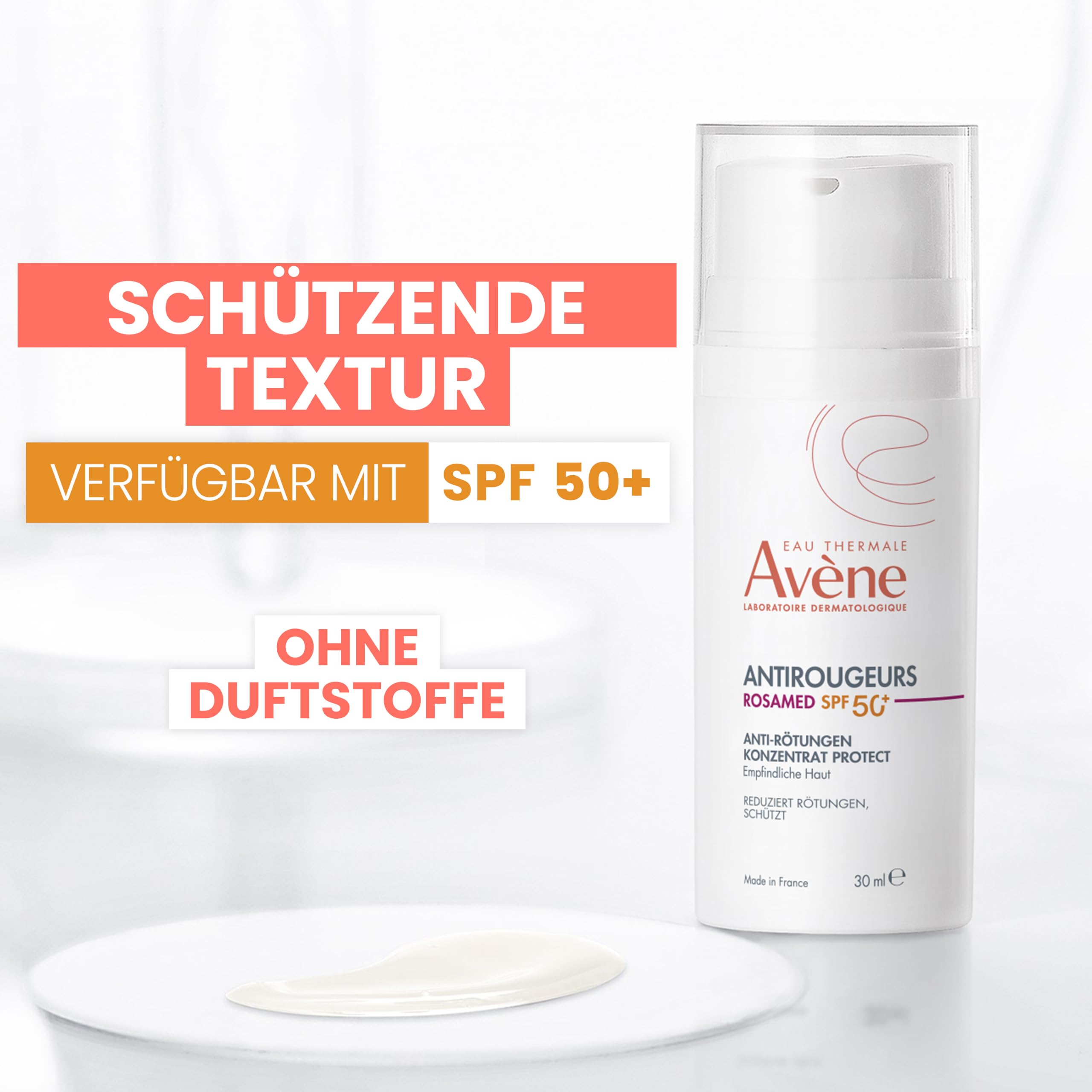 AVÈNE Rosamed Antirougeurs Konzentrat LSF 50+ - Reduziert Rötungen & Juckreiz bei Rosazea - Mit Thermalwasser, Angiopausine™ - Hydriert & Beruhigt - Für empfindliche bis überempfindliche Haut - 30 ml