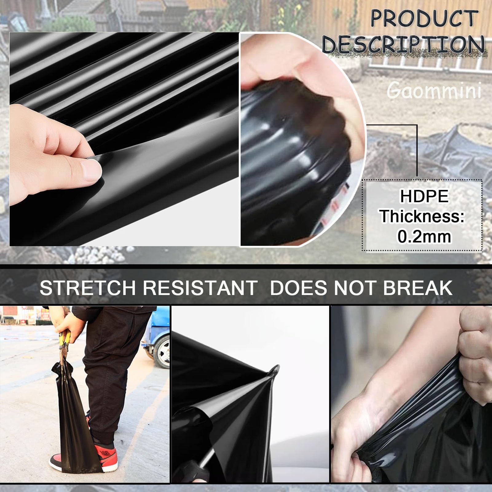 Telo Per Laghetto In HDPE Nero 4x3m - Spessore 0.2mm - Impermeabile, UV Resistente - Per Stagni E Fontane - Foto 5