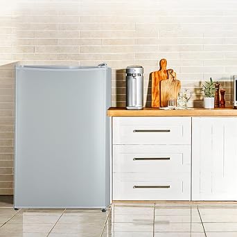 Hipicute Undercounter/Freestanding Beverage Cooler,4.3 Cu.Ft Mini Fridge with Freezer, Single Door Refrigerator with Adjustable Thermostat, Mini Compact Fridge for Bedroom, Office, Dorm, RV