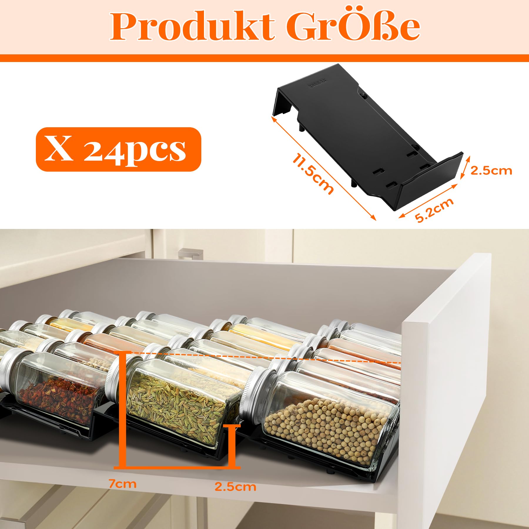 Organizer Per Spezie Da Cassetto – 24 Moduli Inclinati, Regolabili, In Plastica, Multiuso