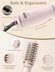 Brosse sèche-cheveux double tension pour le voyage, 4 en 1 Mini Chaud Air Brosse pour cheveux courts, 2 Volumiseur de lissage de curling ovale de pouce, 120-240V Double tension avec EU/UK Adaptateurs roses