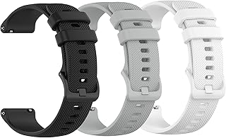 RuenTech Replacement Bands Compatible with YAMAY SW022 Smart Watch Band, Quick Release Straps Soft Silicone Wristband for YAMAY SW022(not for 020 021 023 025) (Black&Gray&White)