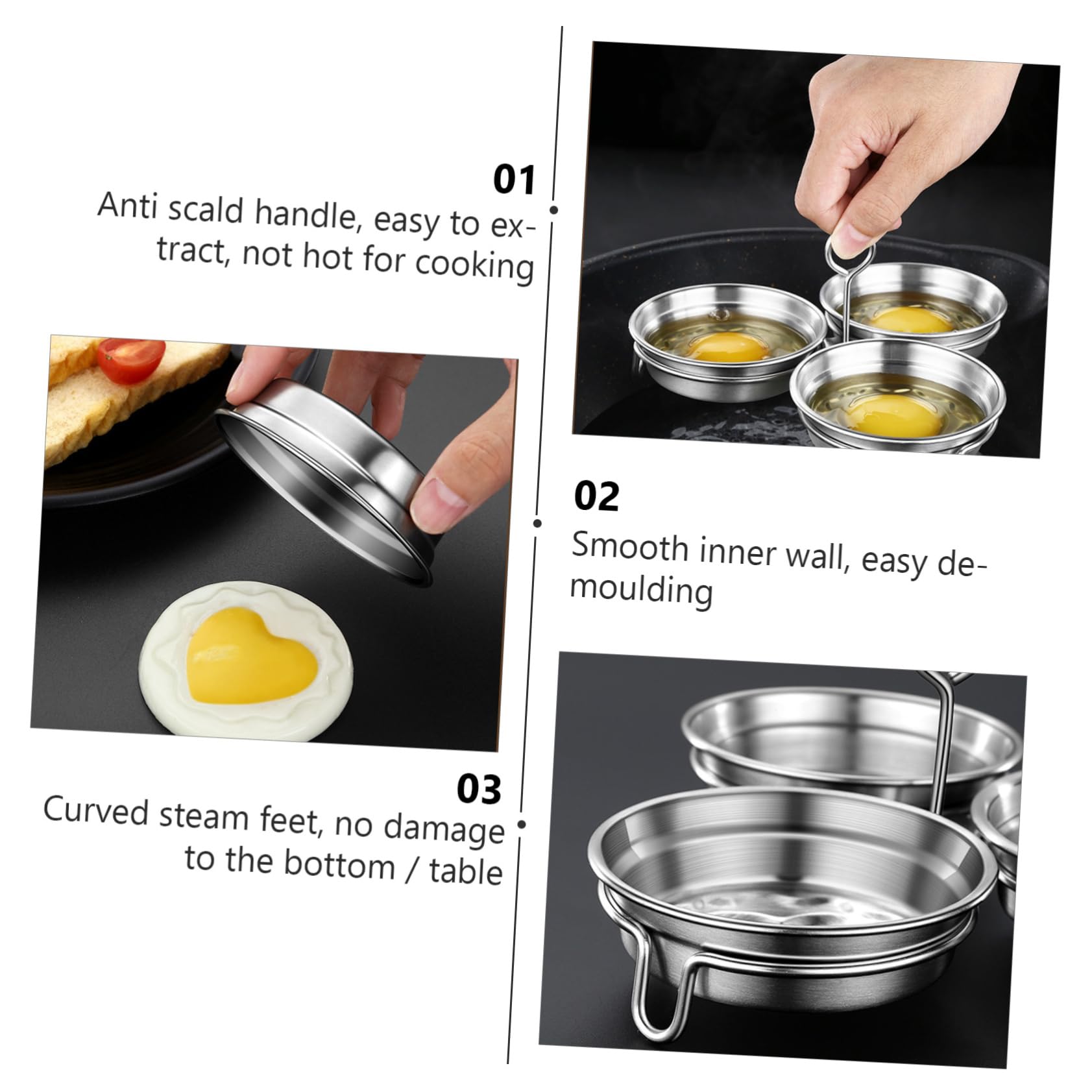 Cabilock 1 Set Stainless Steel Egg and Tarts for Cooking and Baking Easy Clean Non Stick for Pancakes Dishwasher Safe Random Color